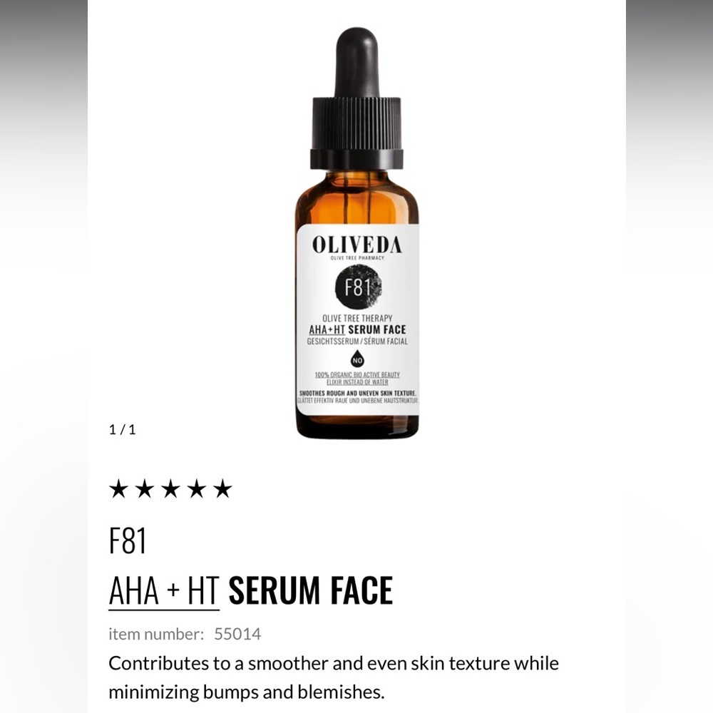 OLIVEDA F81 AHA + HT SERUM FACE 1oz New
